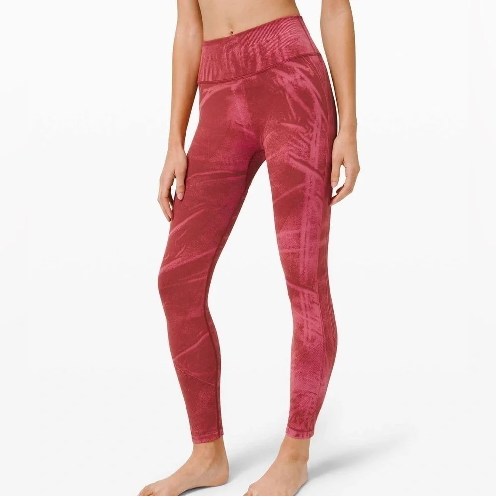 Lululemon Ebb to Street Tight Red WashStone Wash Chianti Leggings